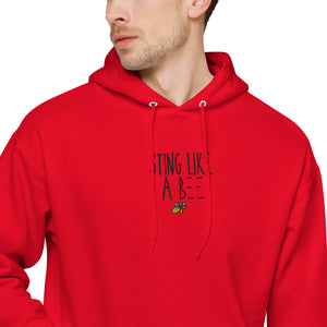 Embroidered "STING LIKE A BEE" fleece hoodie