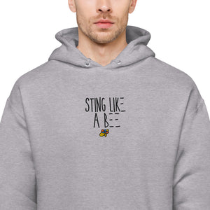Embroidered "STING LIKE A BEE" fleece hoodie