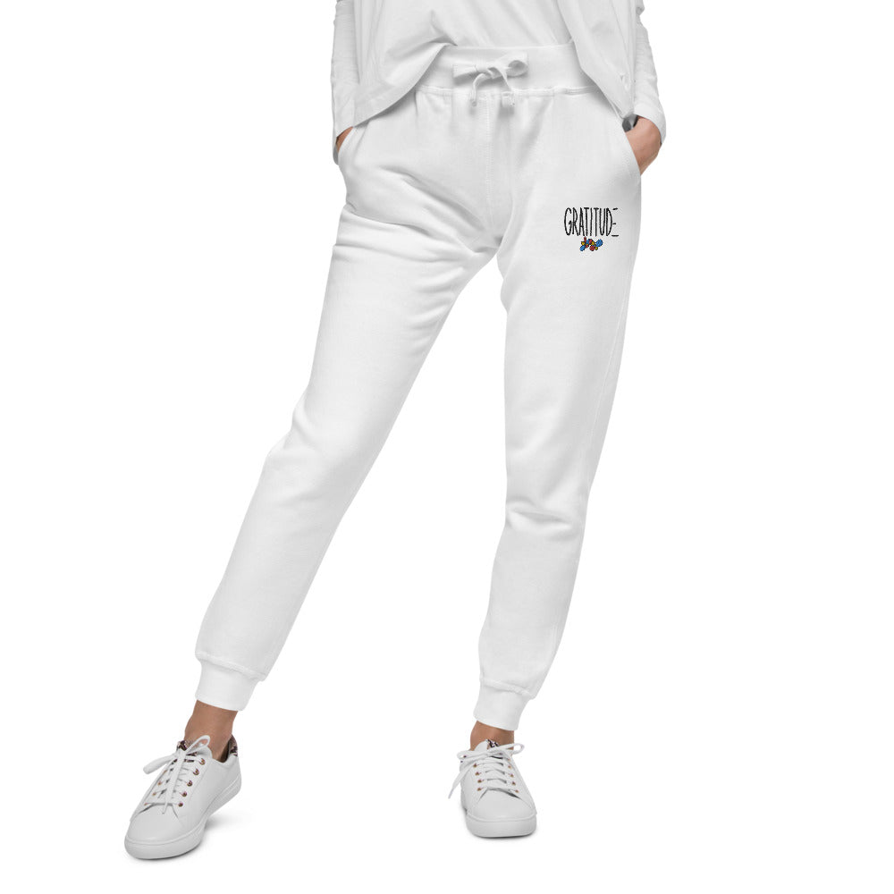 unisex TREND Embroidered GRATITUDE fleece sweatpants